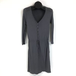 J. Crew Drawstring Henley Dress Women's Size Small Gray Buttons Stretch Rayon